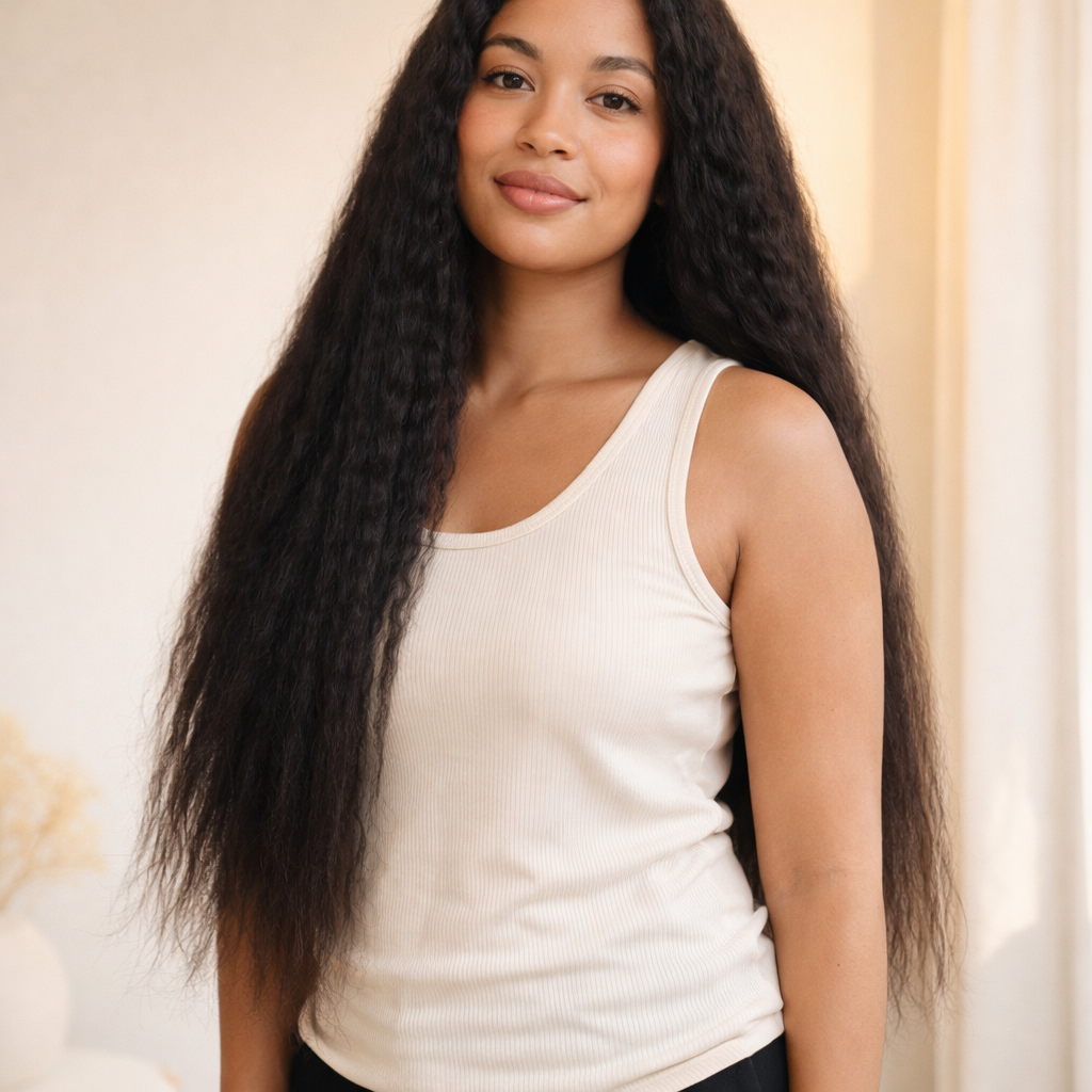 6x6 Brazilian Kinky Straight Tape-In Hair Extensions