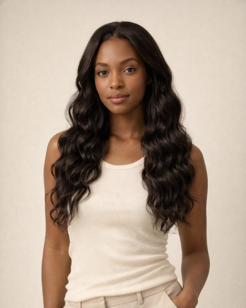4x4 Natural Brazilian Clips-On Hair extensions (Water)