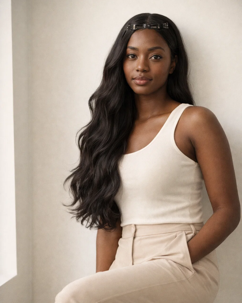 4x4 Natural Brazilian Clips-On Hair extensions (Loose)