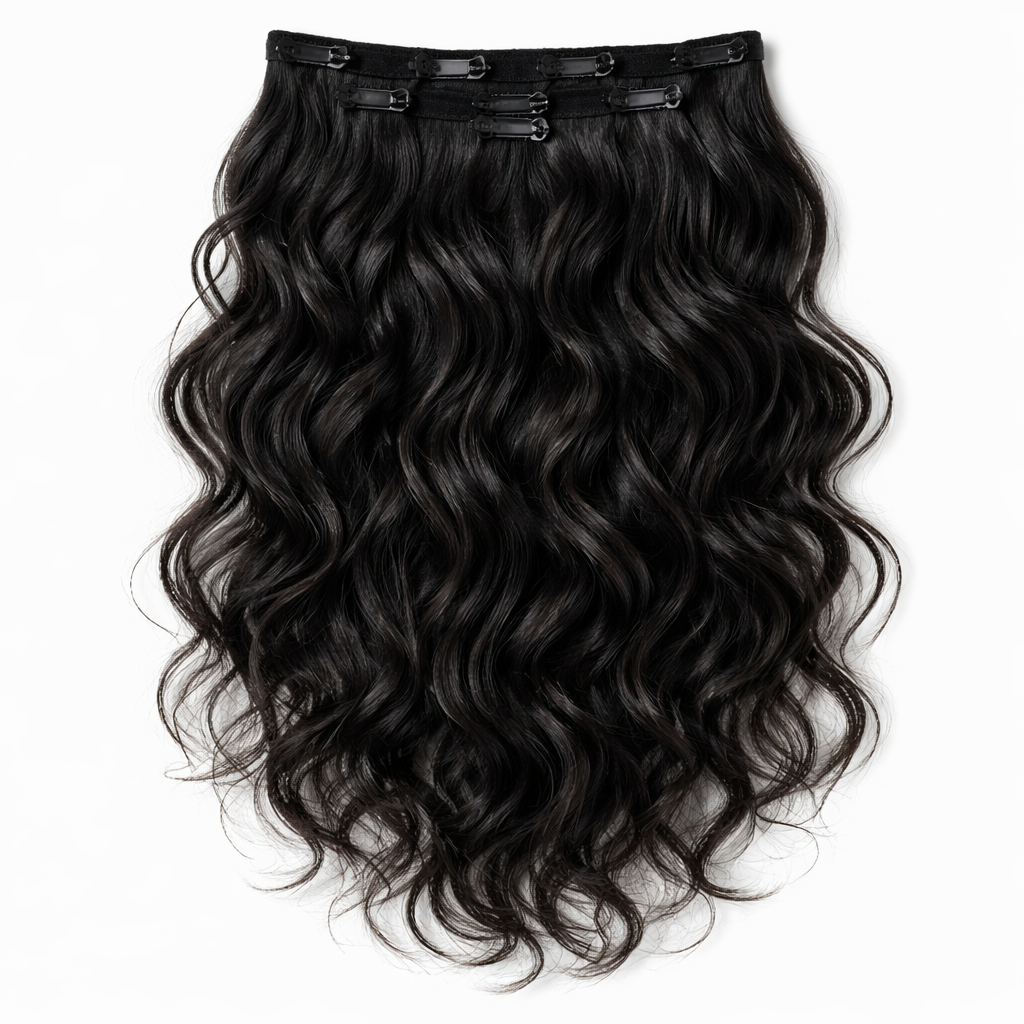 4x4 Natural Brazilian Clips-On Hair extensions (Bohemian)