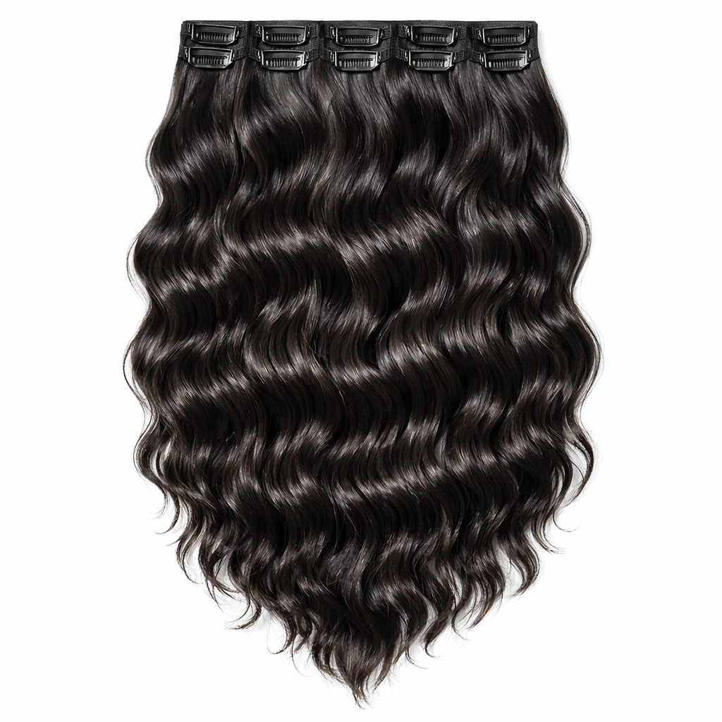 4x4 Natural Brazilian Clips-On Hair extensions (Water)